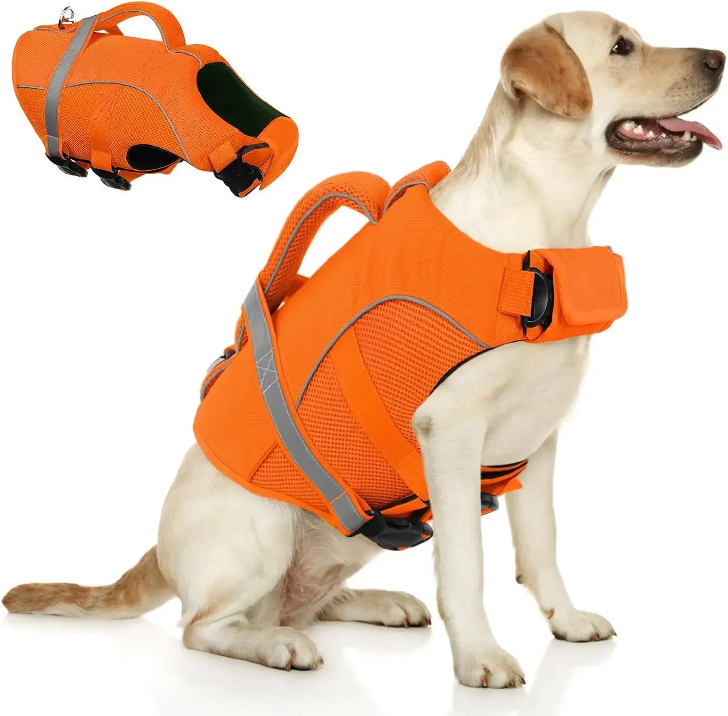 Durable Mesh Dog Life Jacket With Ergonomic Rescue Handle Reflective