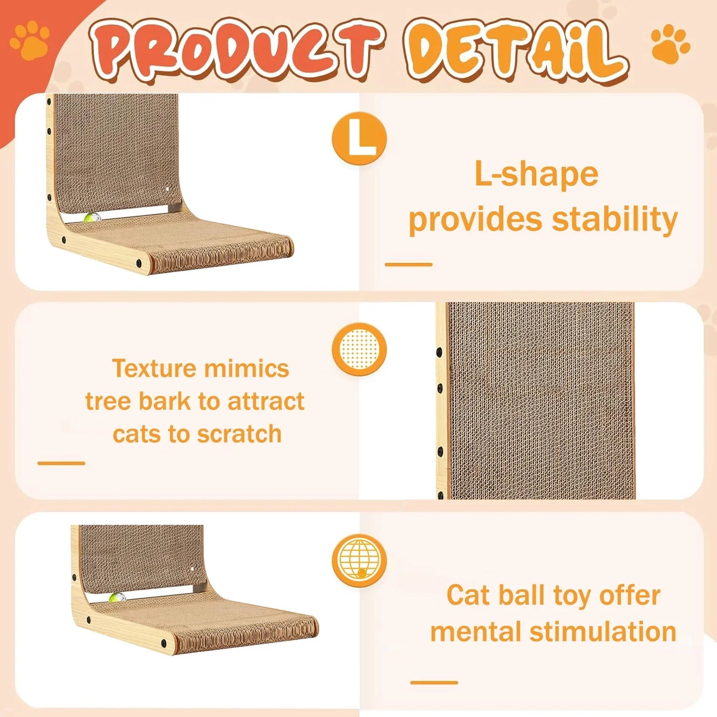 L Shaped Cardboard Cat Scratching Post For Indoor Use