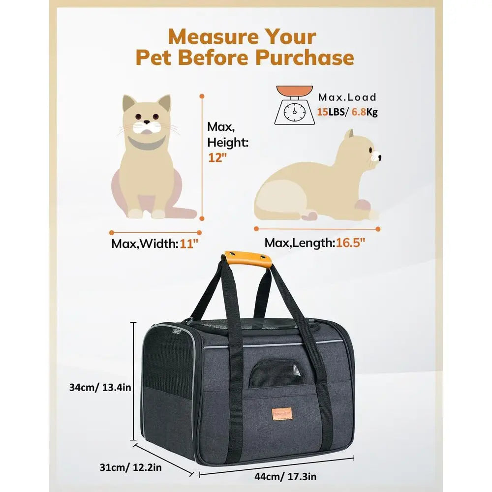Soft Cat Carrier With Cushioned Comfort And Airline Approved