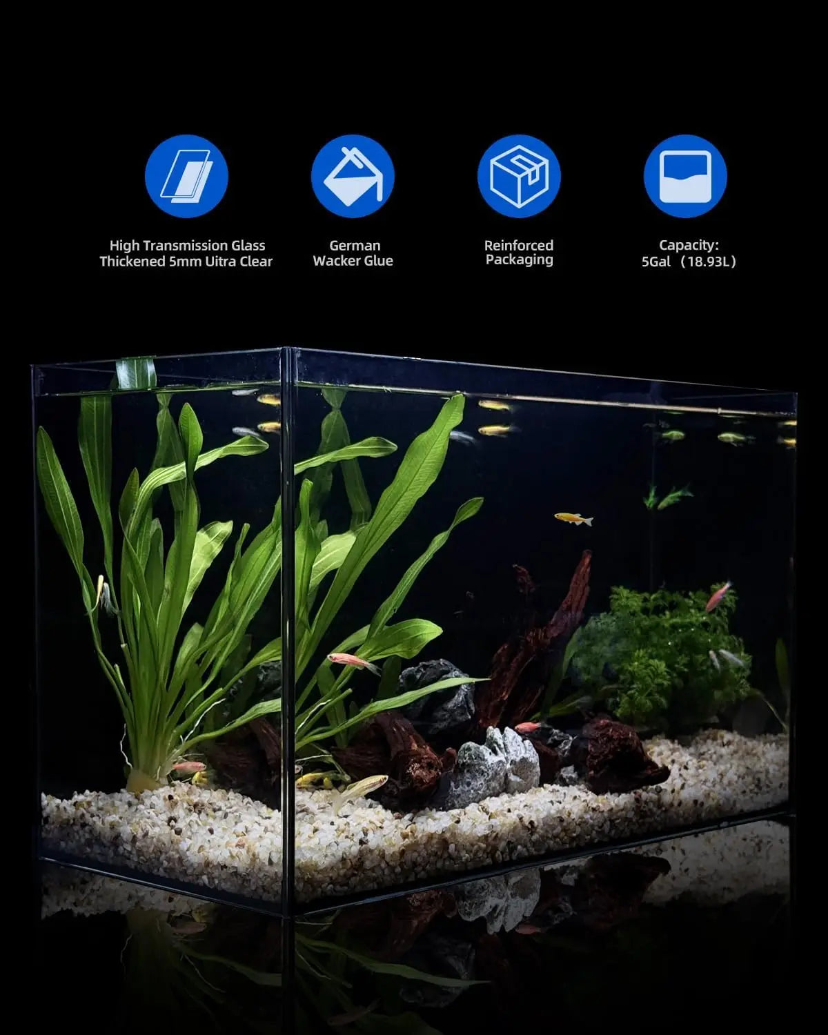 Ultra Clear Rimless Aquarium For Betta And Shrimp Desktop