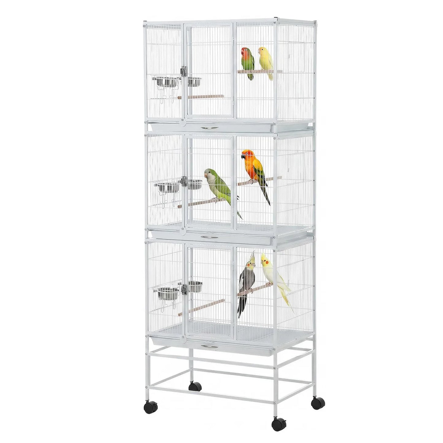 HiMISS 74 Inch Tall Bird Cage Aviary With Dividable Compartments