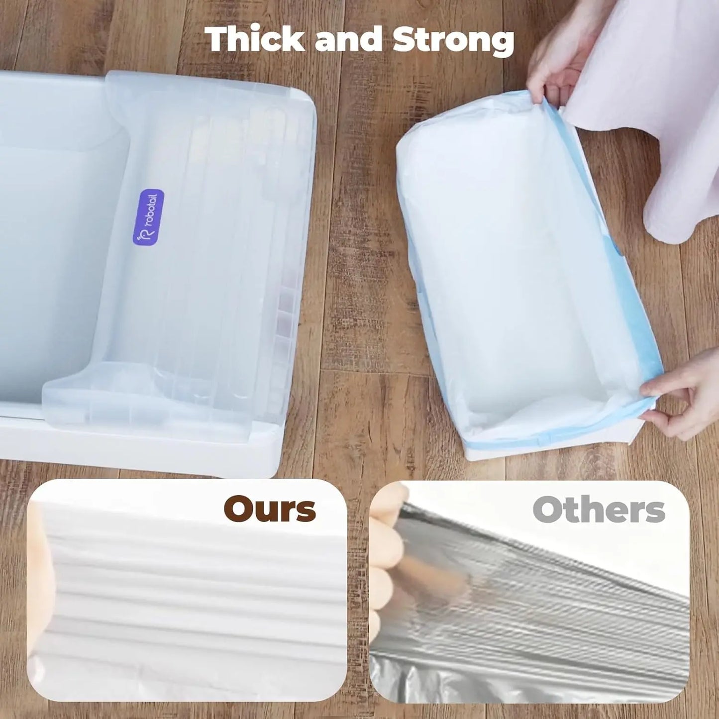 Cat Litter Bags 60 Pack Durable Drawstring Liners for Self-Cleaning