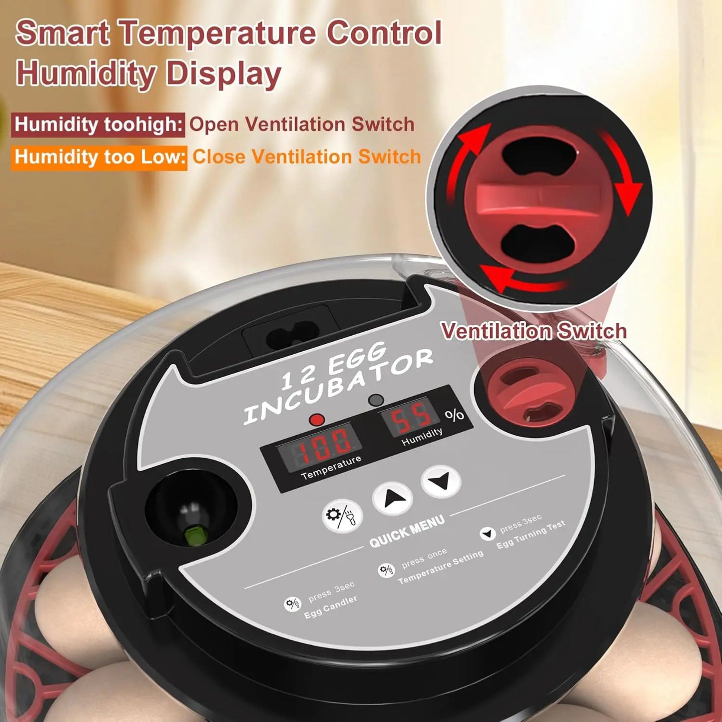 12 Automatic Egg Incubators With Smart Temperature Control Auto Turner