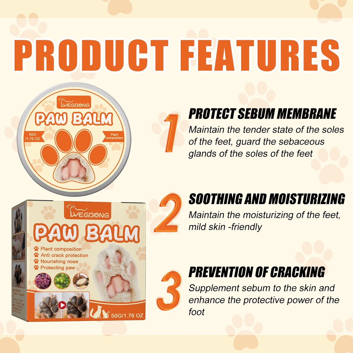 YEGBONG Pet Paw Moisturizing Cream Nourishing Repair For Cracked Pads