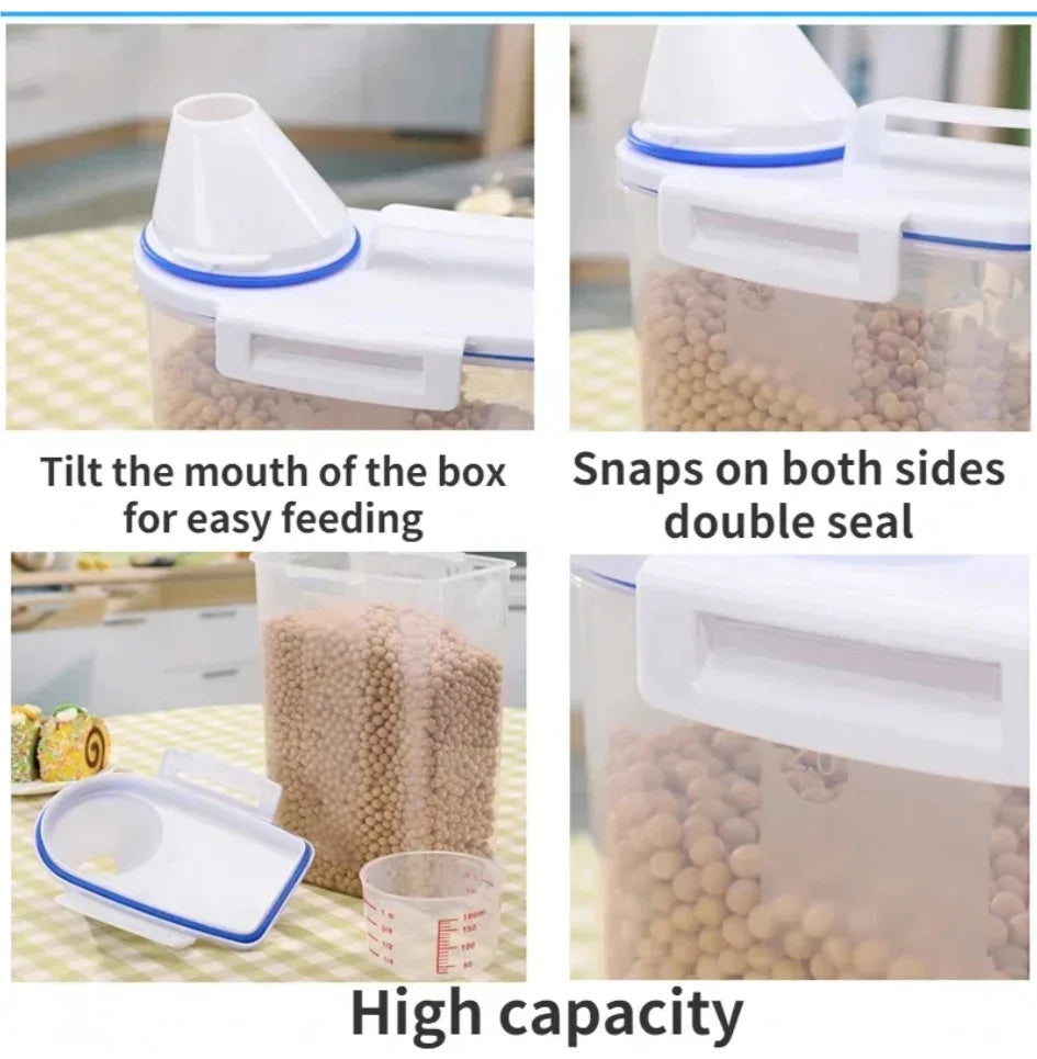 Dog And Cat Food Storage Container With Measuring Cup