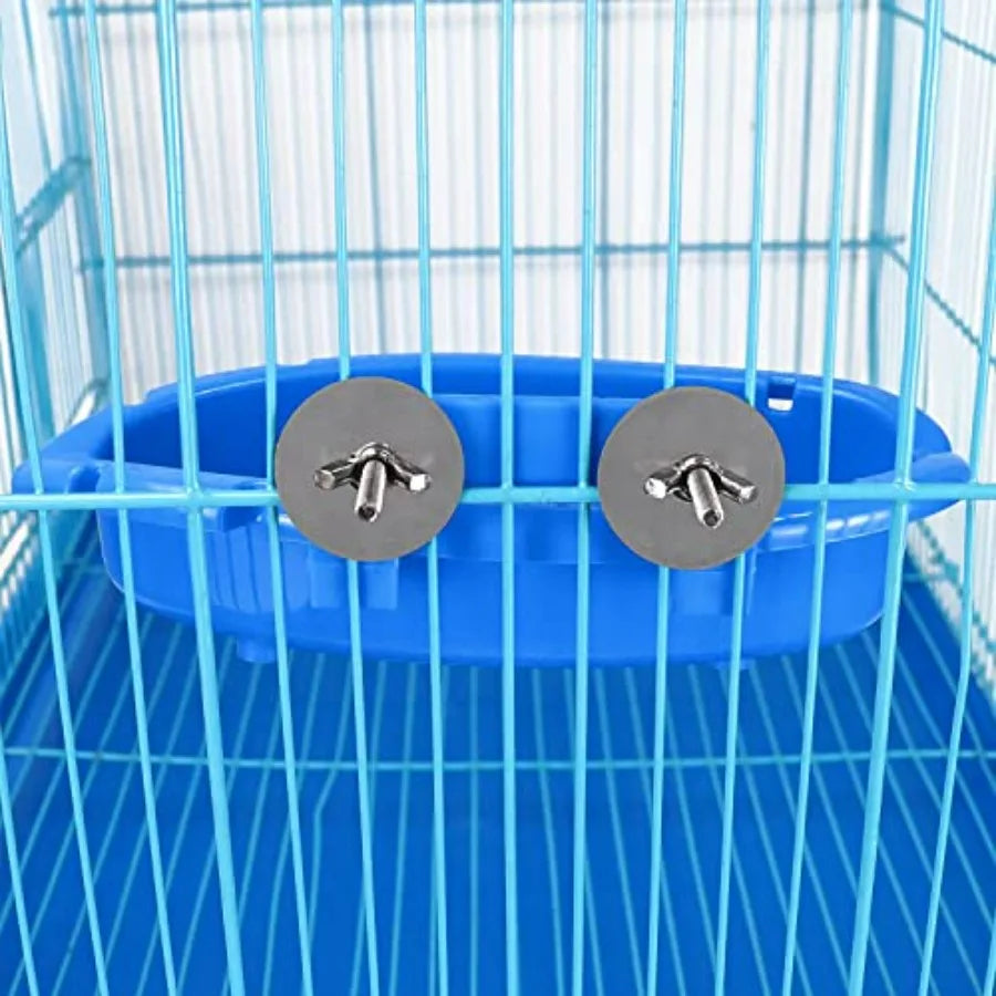 Plastic Bird Bath For Cage With 3 Balls Hanging Toy