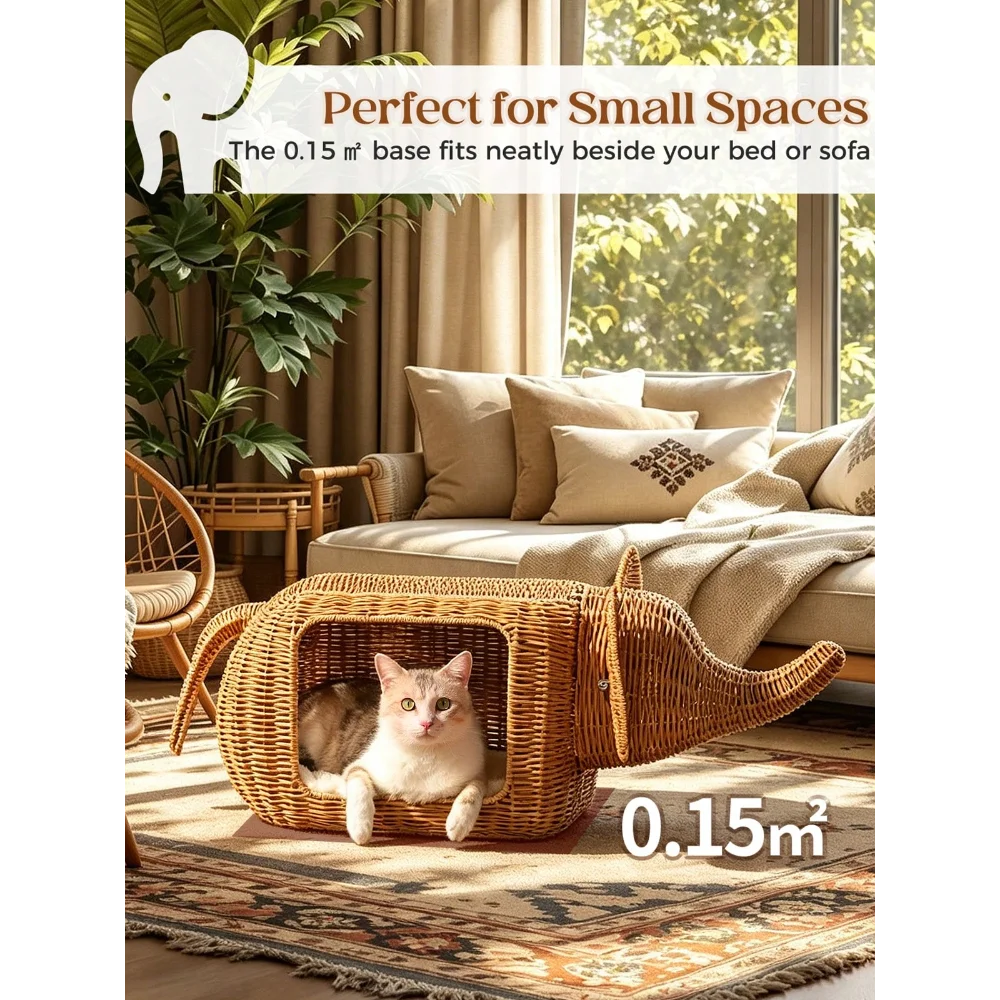 XMSJ Elephant Cat Bed With Plush Cushion For Indoor Cats