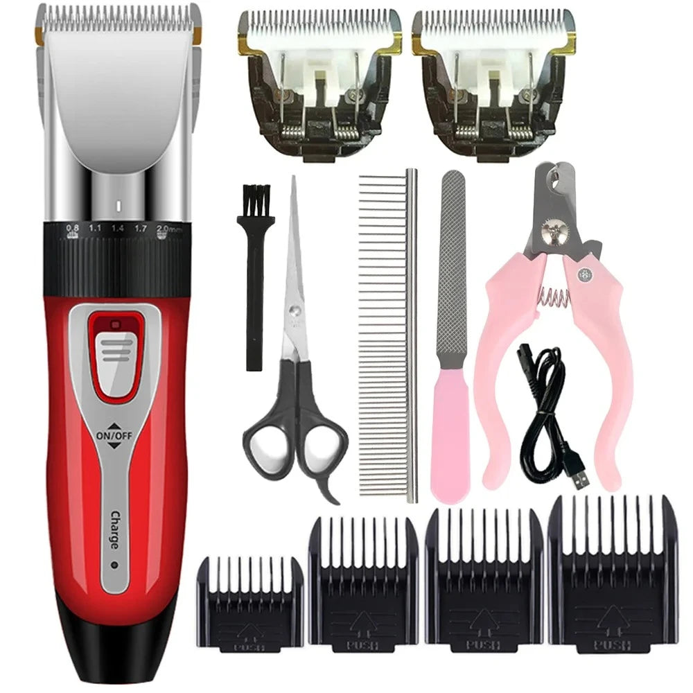 Cordless Pet Hair Clipper Kit For Dogs Cats Rabbits Grooming