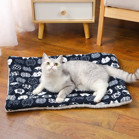 Breathable Flannel Cat Mat Thick Cushioned Sleeping Bed For Small Pets