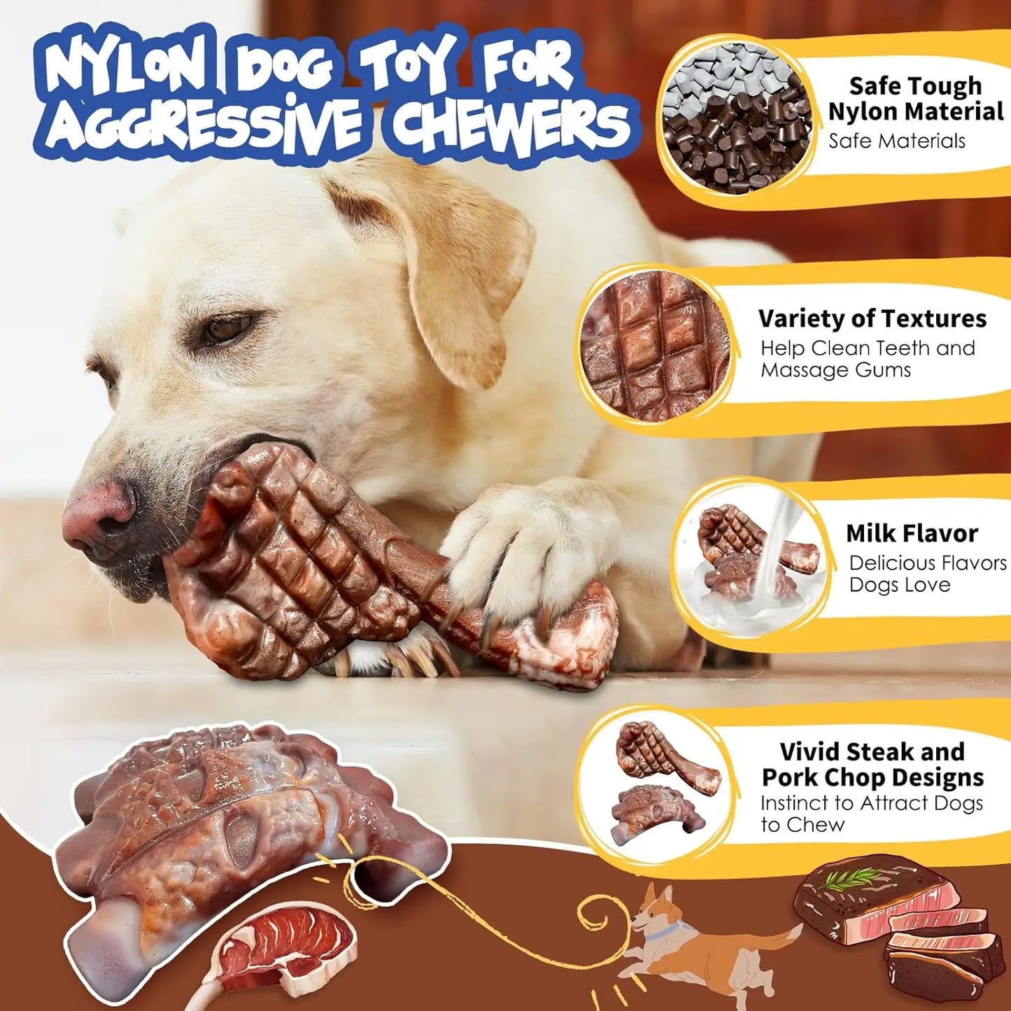 2 Pack Indestructible Dog Chew Toys For Aggressive Chewers