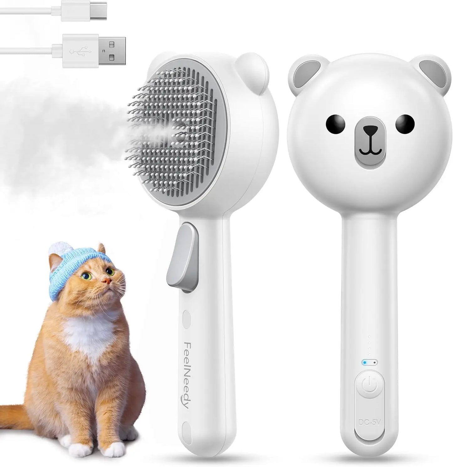 Cat Steam Brush With Release Button Dual Speed Spray