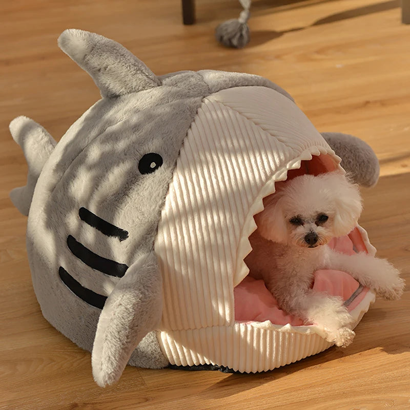 Enclosed Warm Cat Bed Portable Pet House With Cotton Cushion