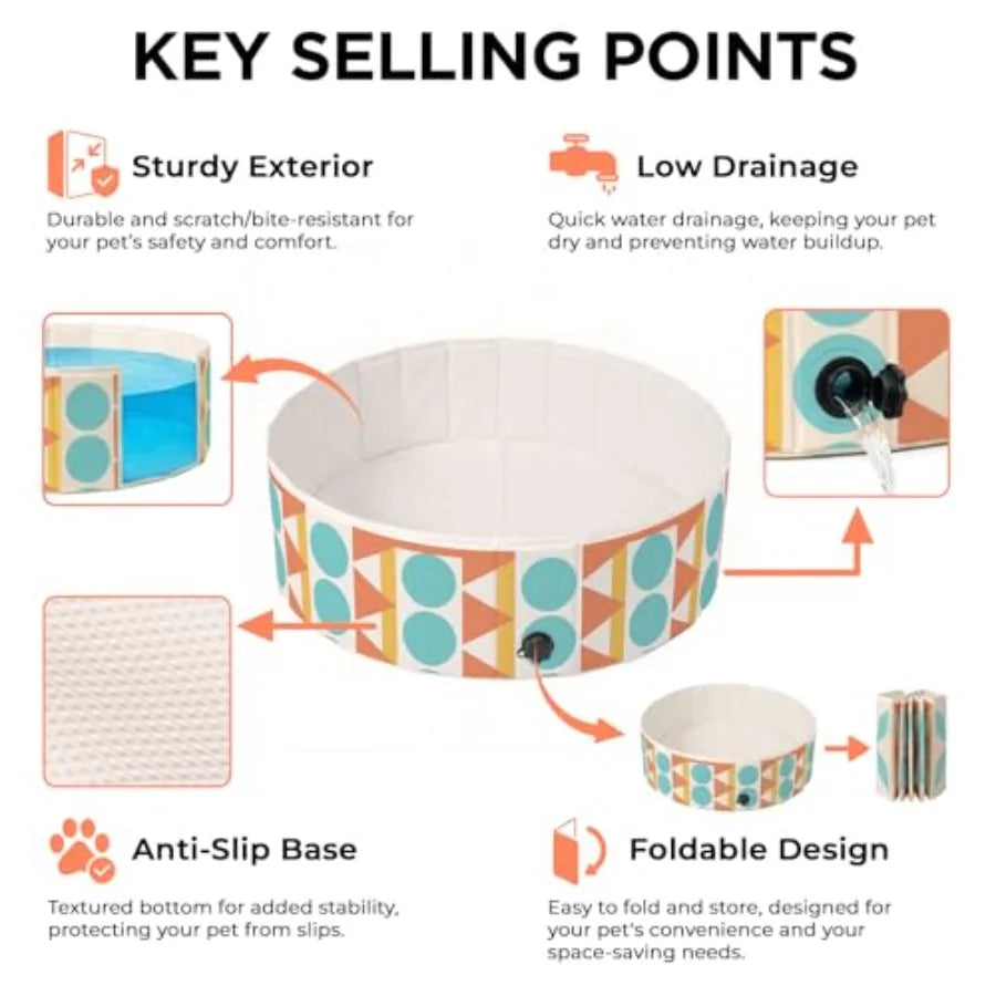 Foldable Dog Pool Portable Heavy-Duty Plastic Puppy Bathing Pool