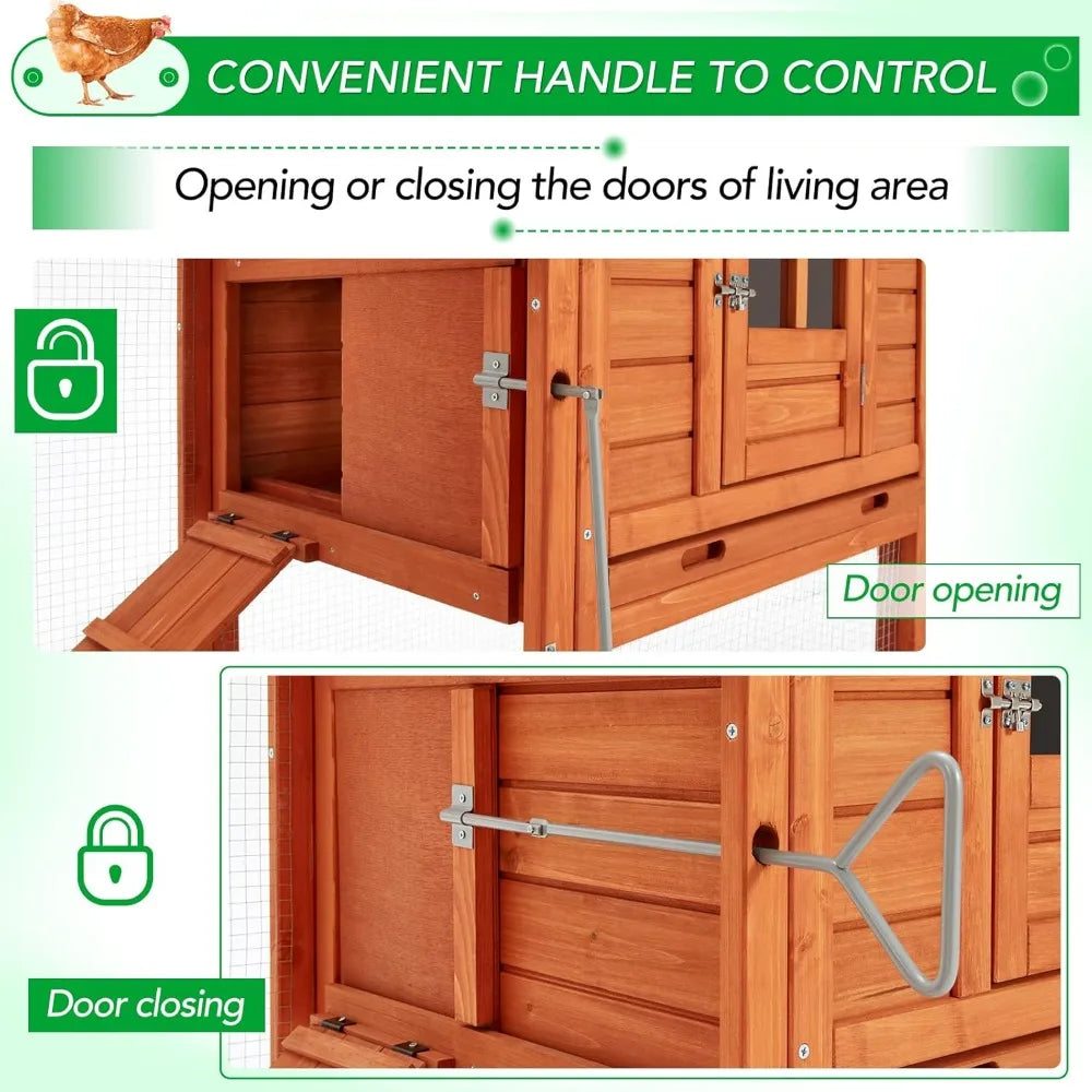 Wooden Chicken Coop For 10 Chickens With Run And Nesting Boxes