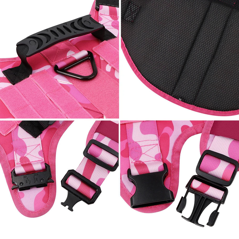 Military Camouflage Nylon Dog Harness With Adjustable Vest
