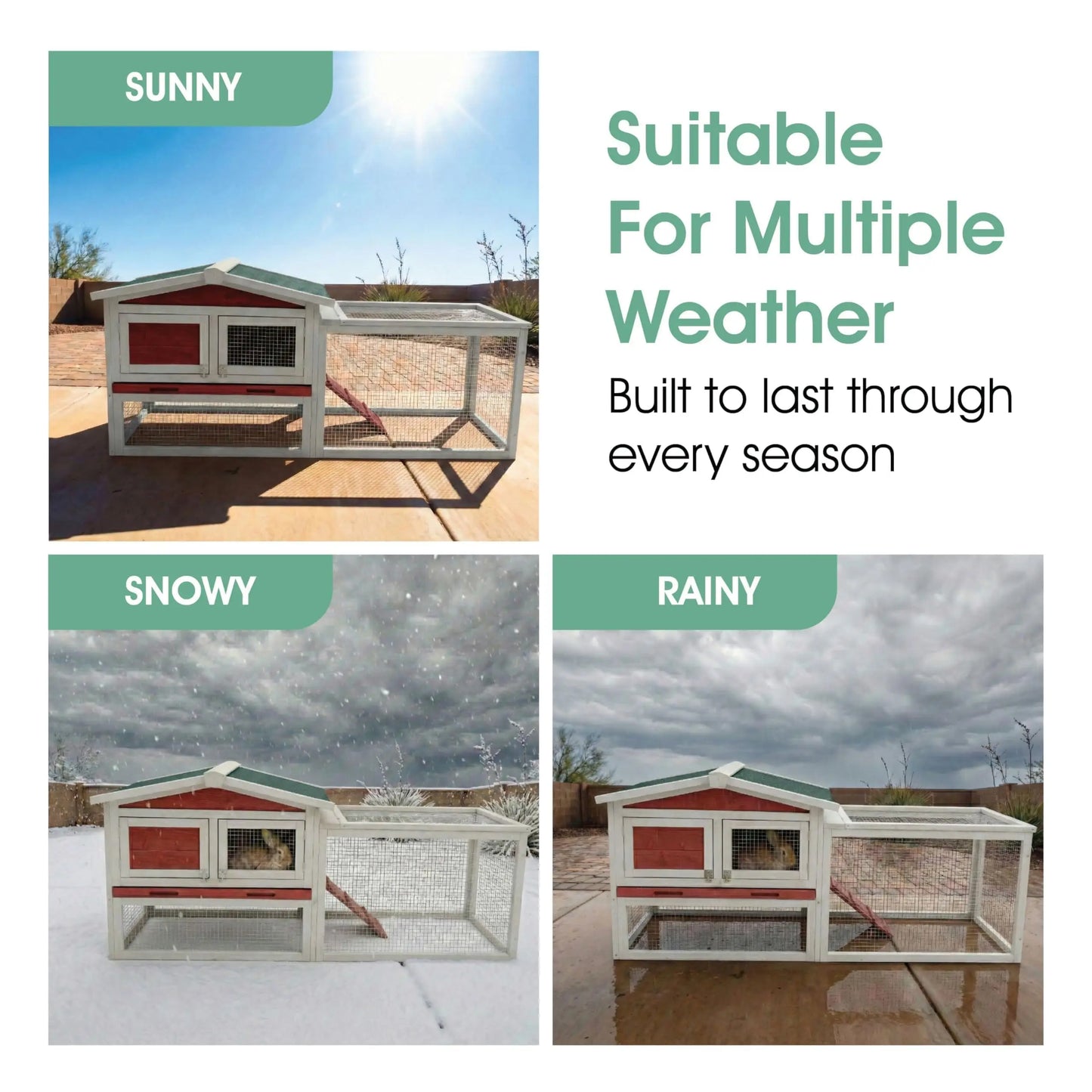 HiMISS Rabbit Hutch Outdoor Indoor With Non Slip Ramp