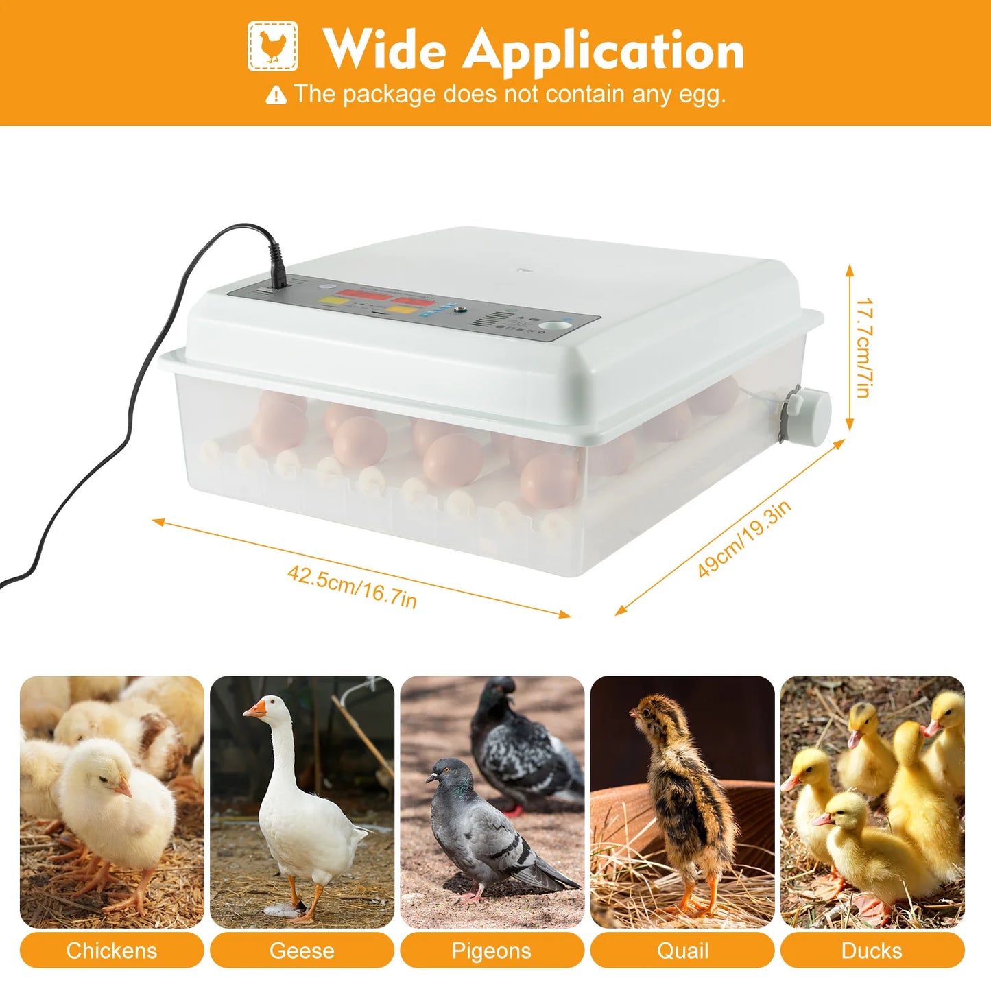 64 Egg Incubator With Auto Turning And Digital Temperature Control