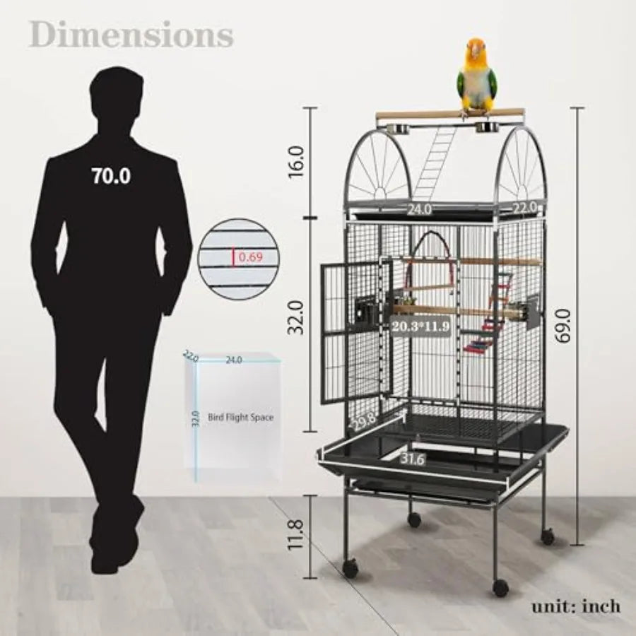 Pine Wood Bird Cage Flight Cage for Parrots and Birds