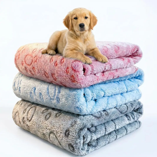Soft Fuzzy Dog Blankets, 3 Pack Plush Crate Bed Mats