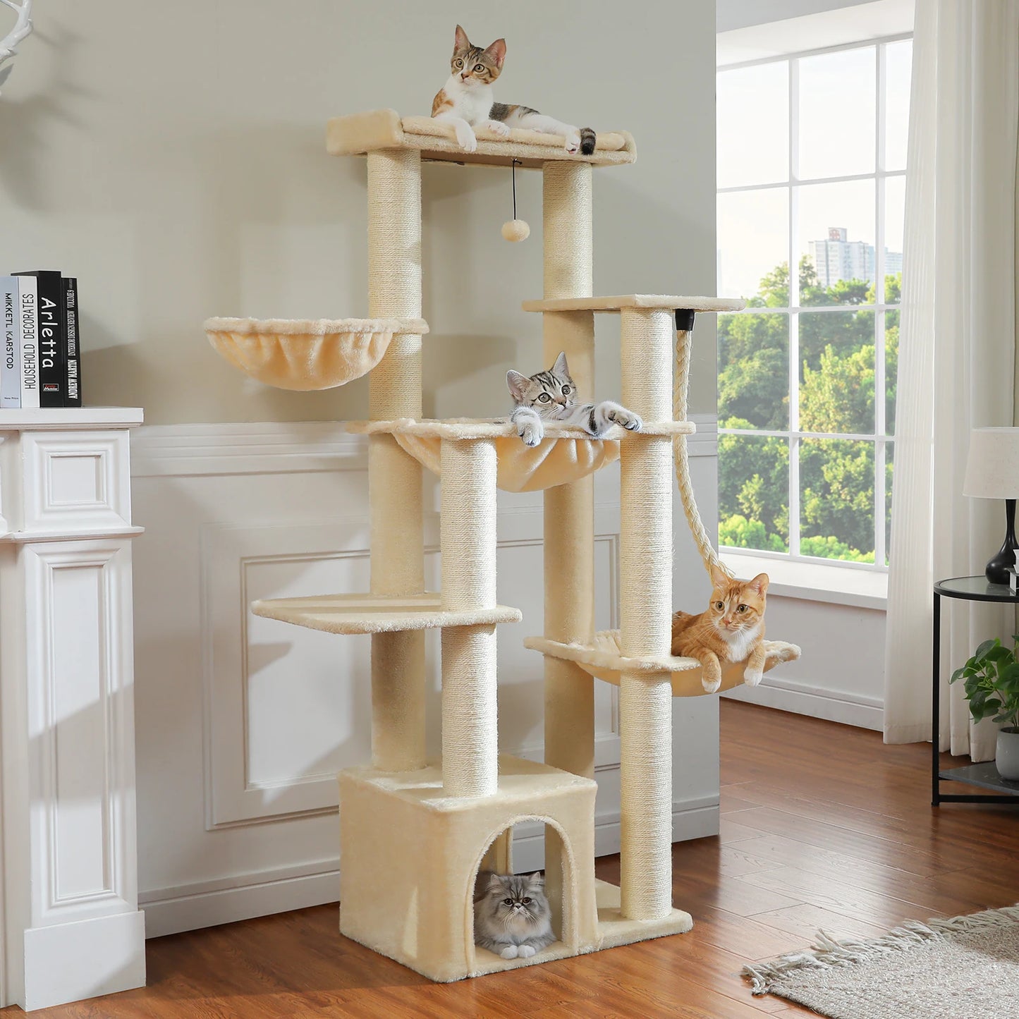 PAWZ Road Cat Tree Tower With Scratching Posts And Hammocks