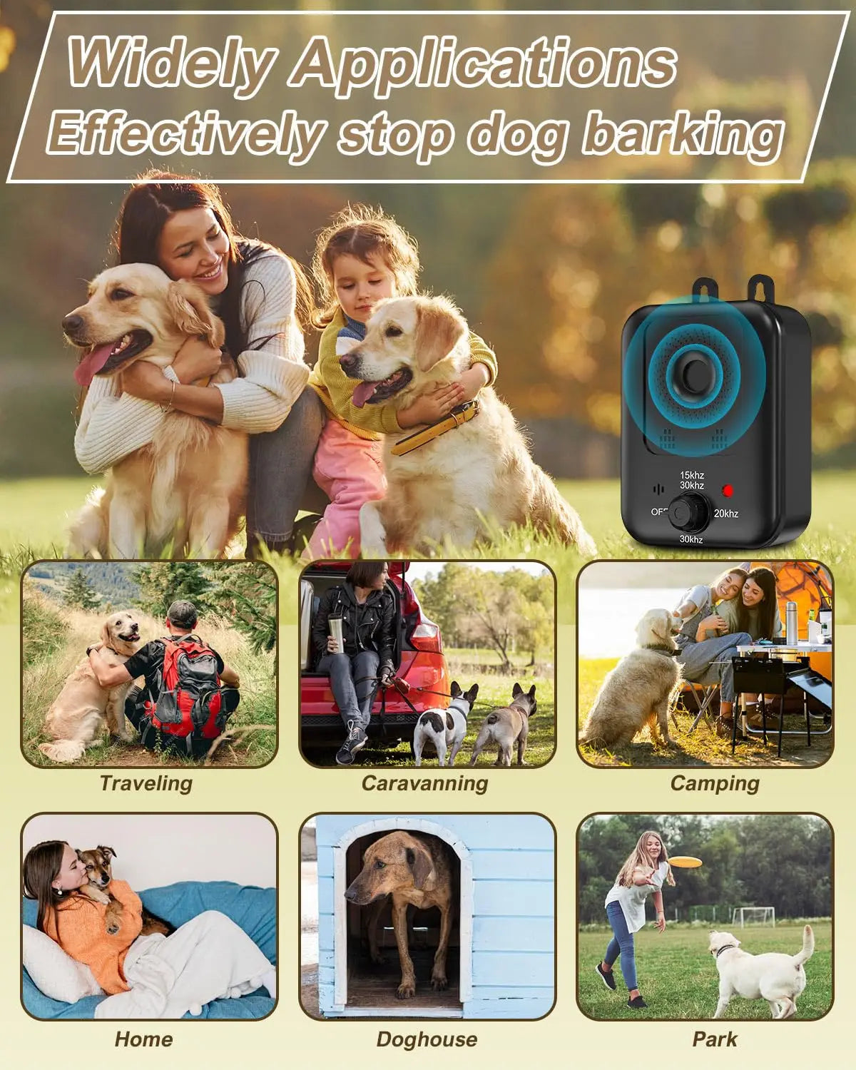 PetEdu Rechargeable Ultrasonic Dog Bark Deterrent Indoor Outdoor
