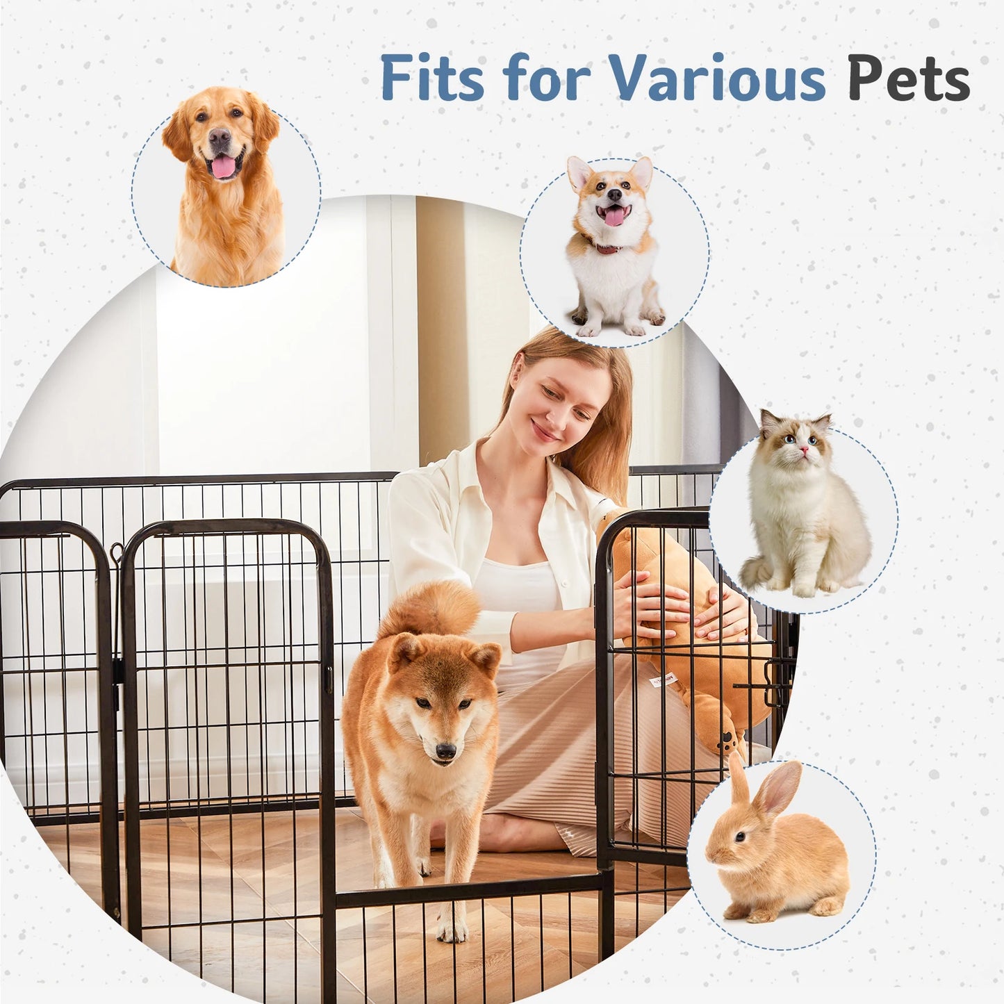 JHK Metal Dog Playpen Foldable Indoor Outdoor Fence