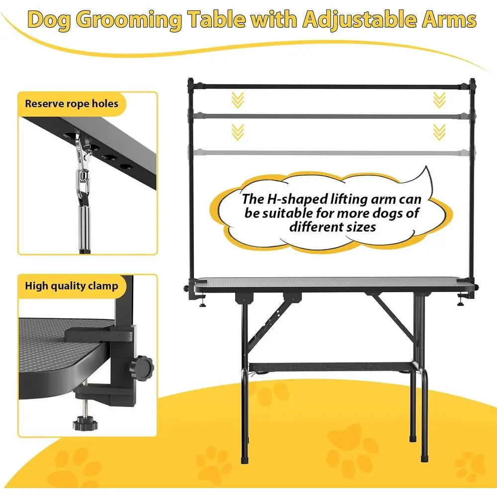 Adjustable Pet Grooming Table With Arm Noose And Mesh Tray