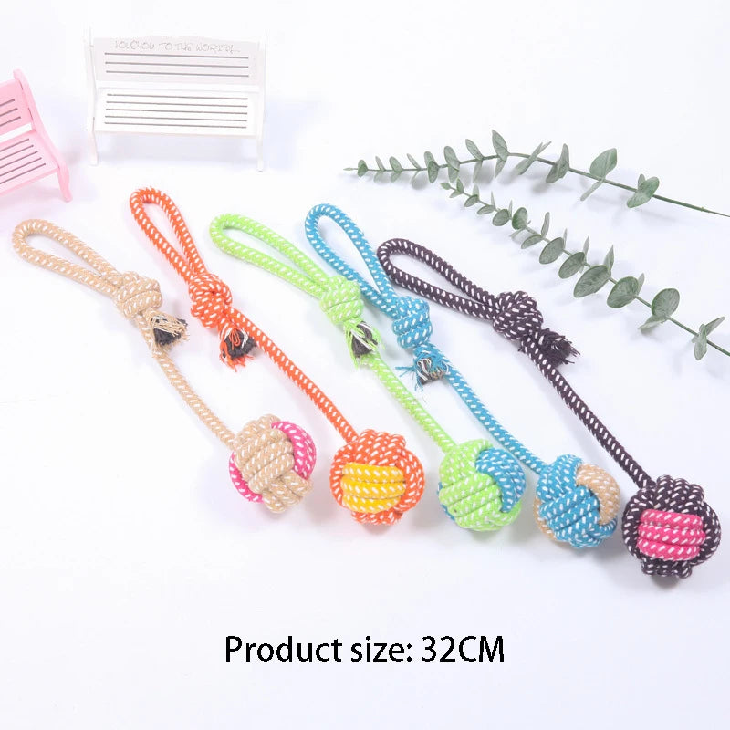 VZZ Interactive Cotton Rope Dog Ball Chew Toy Puppy