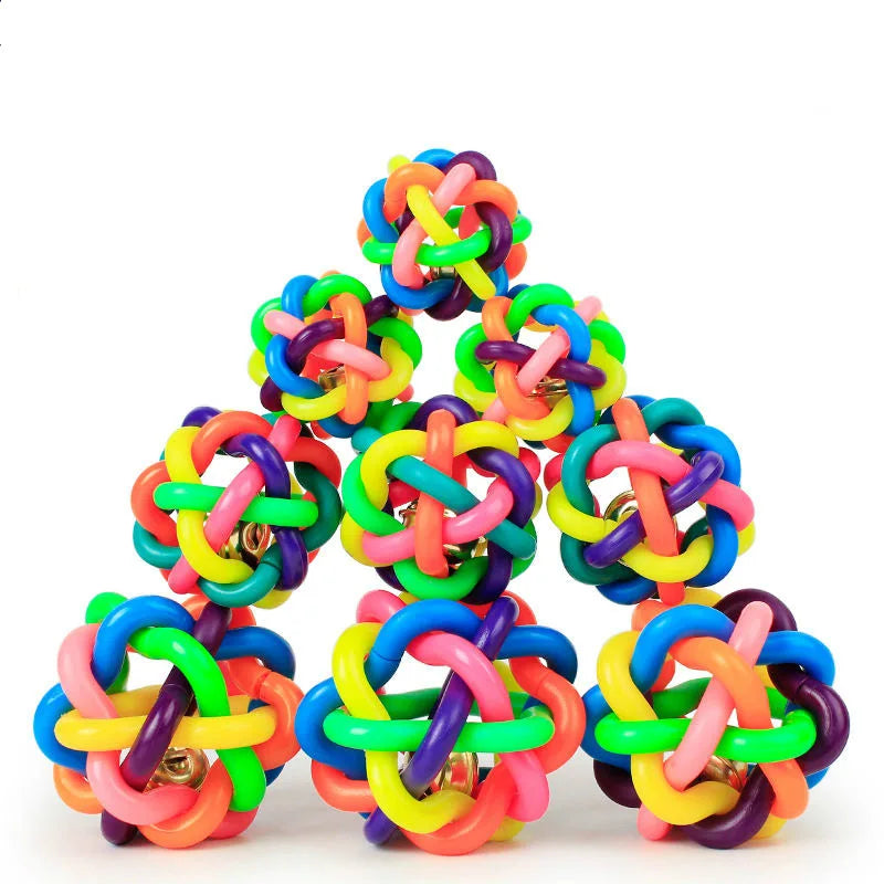 Colorful Bell Woven Dog Toy Bite Resistant Rubber Chew Toy