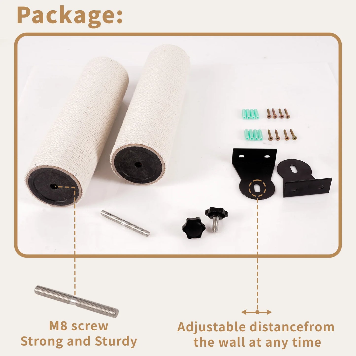 Cat Wall Mounted Scratching Post With Durable Hemp Rope