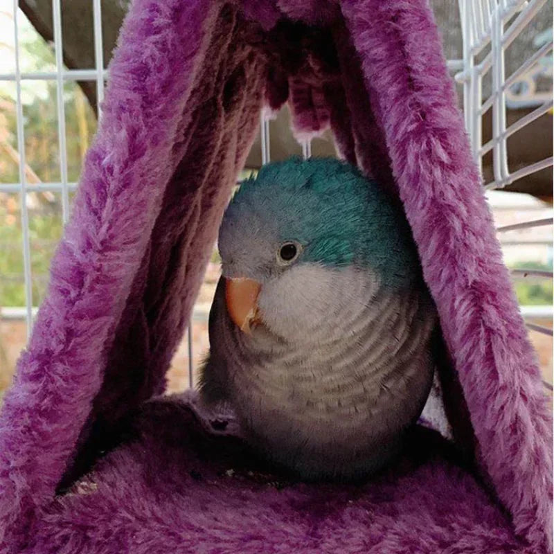 Pet Bird Parrot Cage With Warm Hammock Hut Tent Sleeping