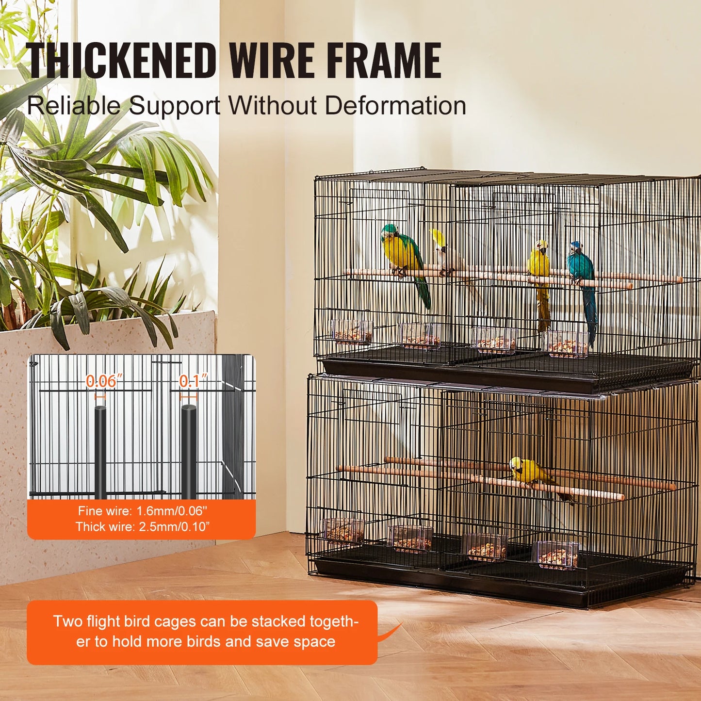 SucceBuy Flight Bird Cage With Divider Stackable For Travel Birds