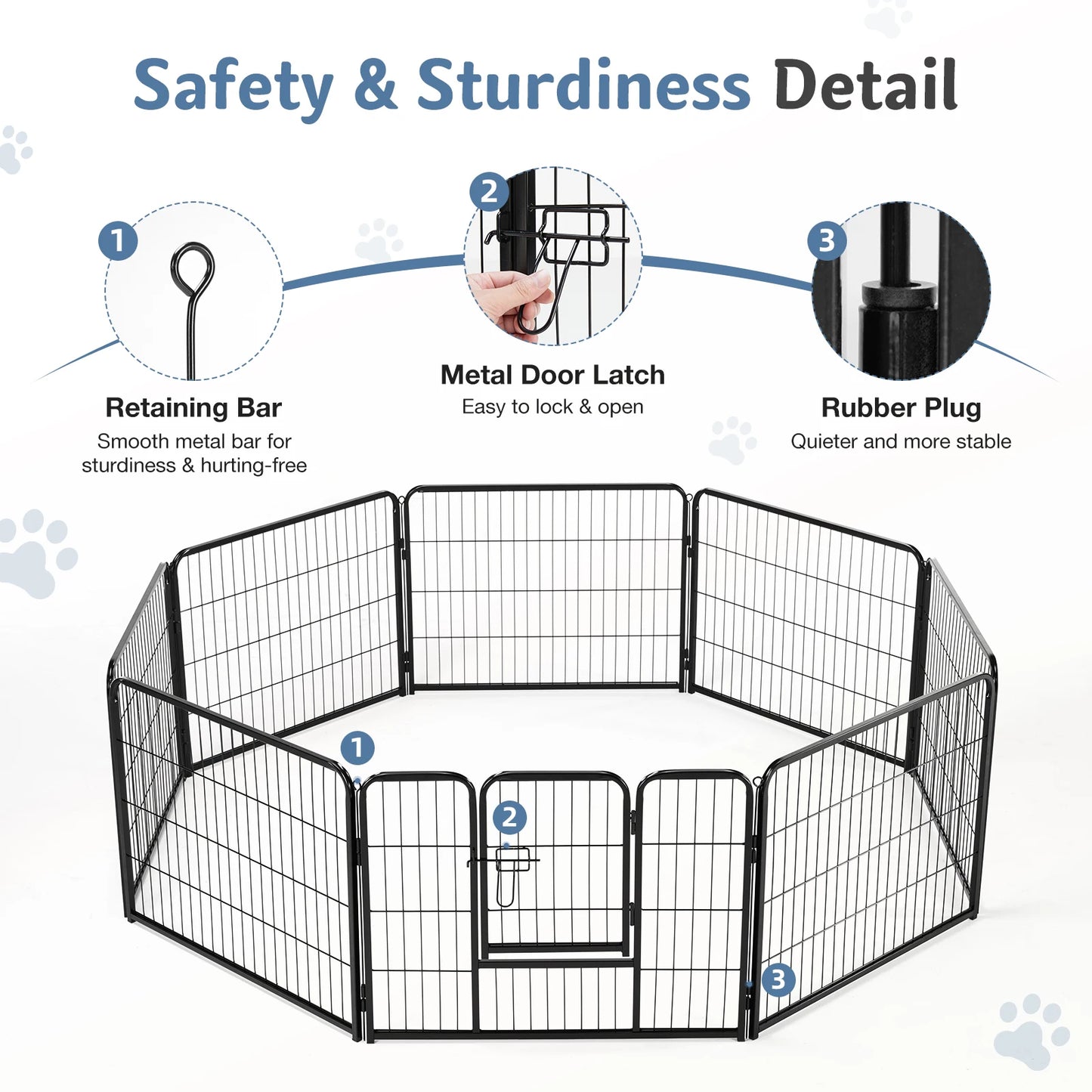 JHK Metal Dog Playpen Foldable Indoor Outdoor Fence