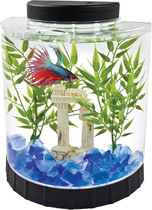 Half Moon Aquarium Kit With LED Light For Betta Tanks