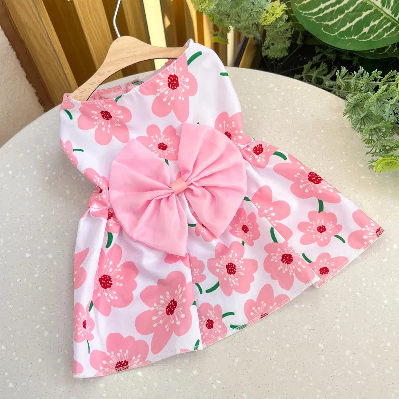 Puppy Princess Lace Dress For Small Medium Dogs Bow Skirt