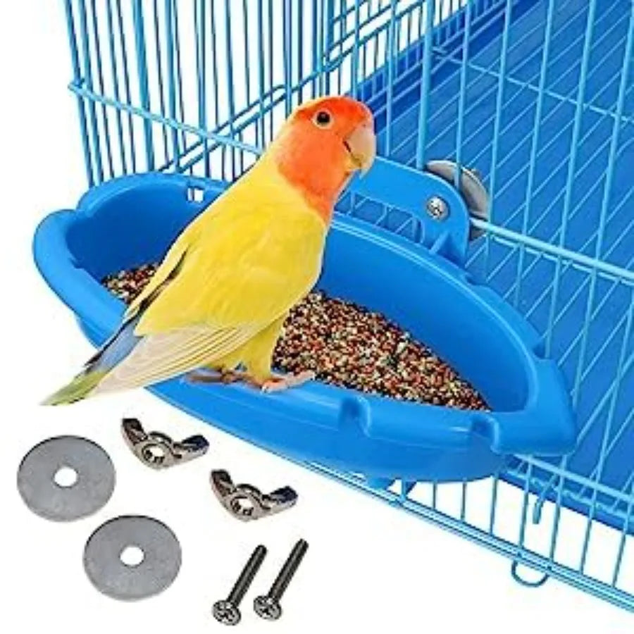Plastic Bird Bath For Cage With 3 Balls Hanging Toy