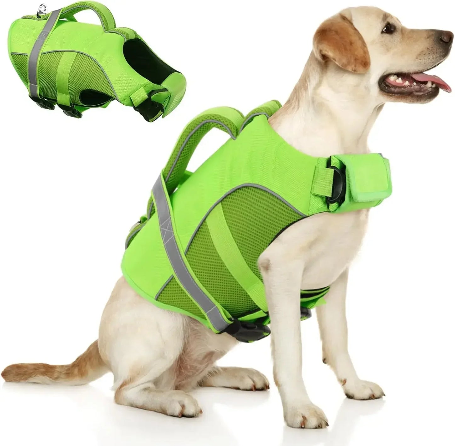 Durable Mesh Dog Life Jacket With Ergonomic Rescue Handle Reflective
