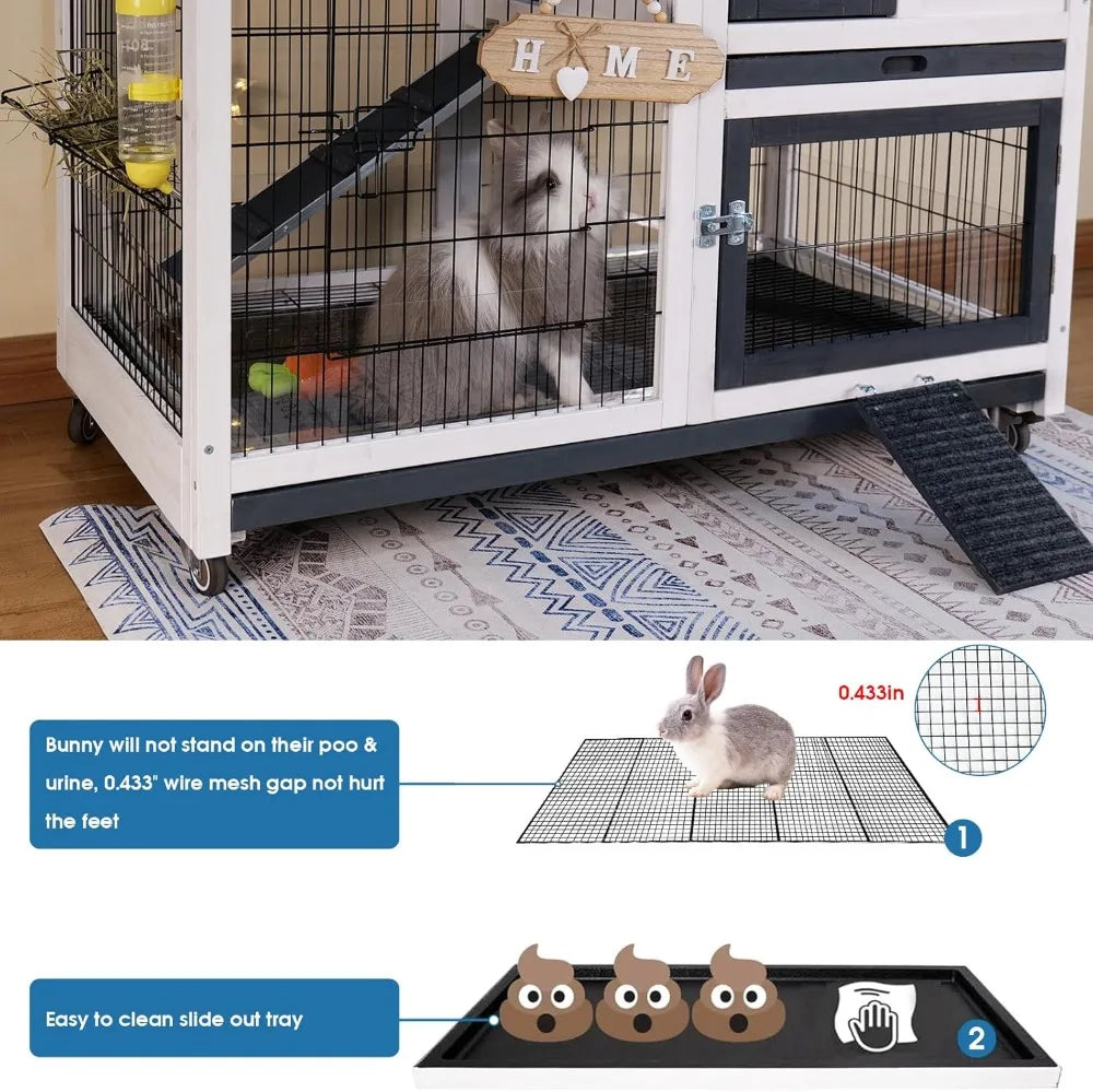 Rabbit Hutch With Urine Guards Two Story Indoor Outdoor Cage