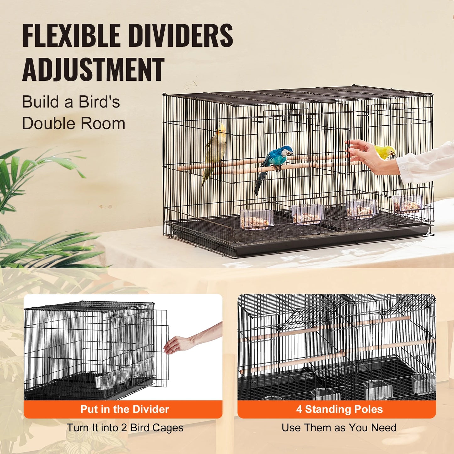 SucceBuy Flight Bird Cage With Divider Stackable For Travel Birds