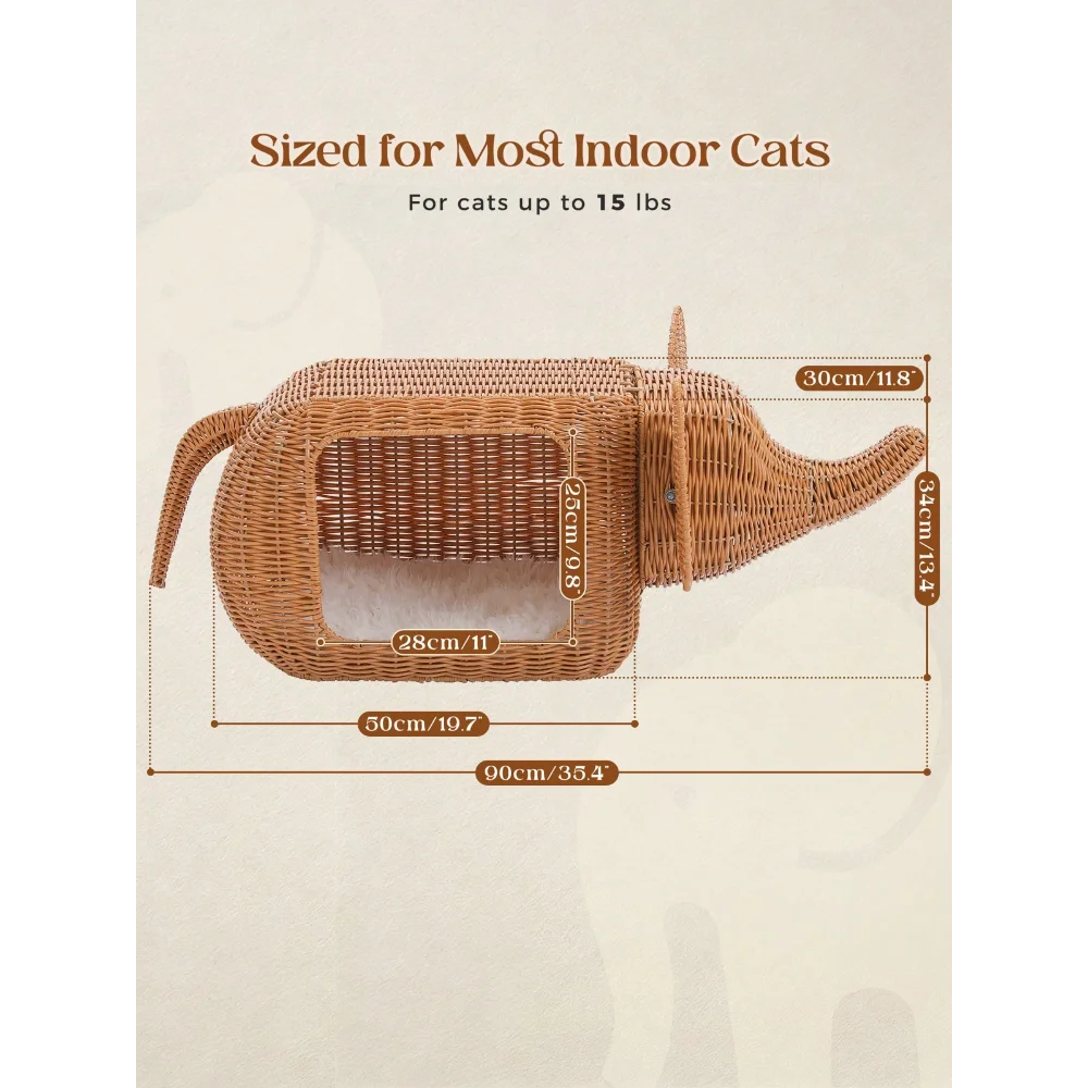 XMSJ Elephant Cat Bed With Plush Cushion For Indoor Cats