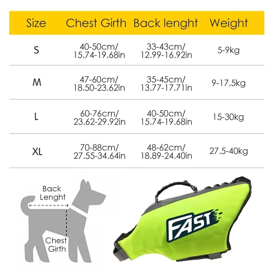 Dog Life Vest Reflective Adjustable Swim Safety Jacket