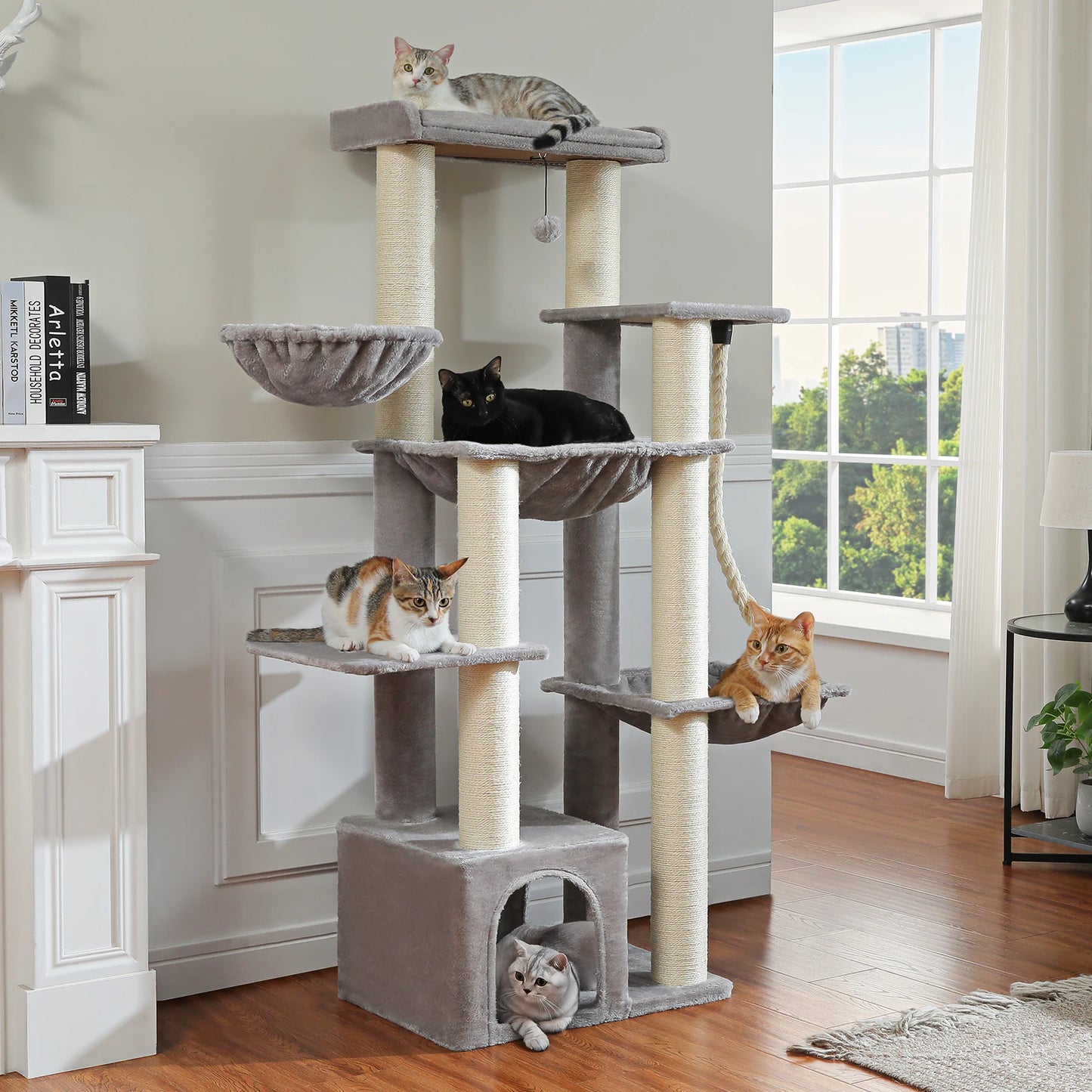 PAWZ Road Cat Tree Tower With Scratching Posts And Hammocks