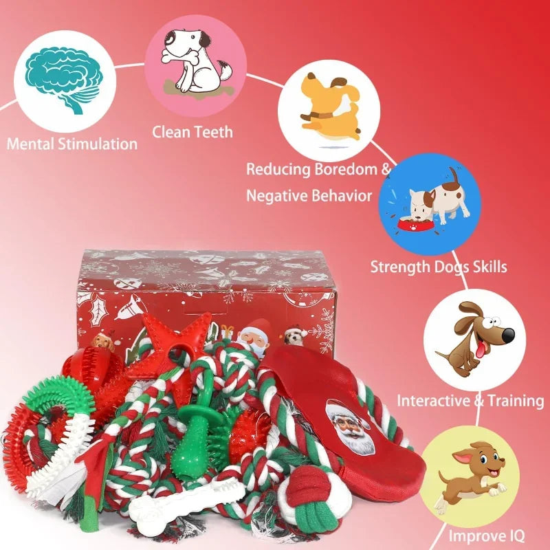 Christmas Dog Toys 15 Pack Chew Toys For Teething Puppies