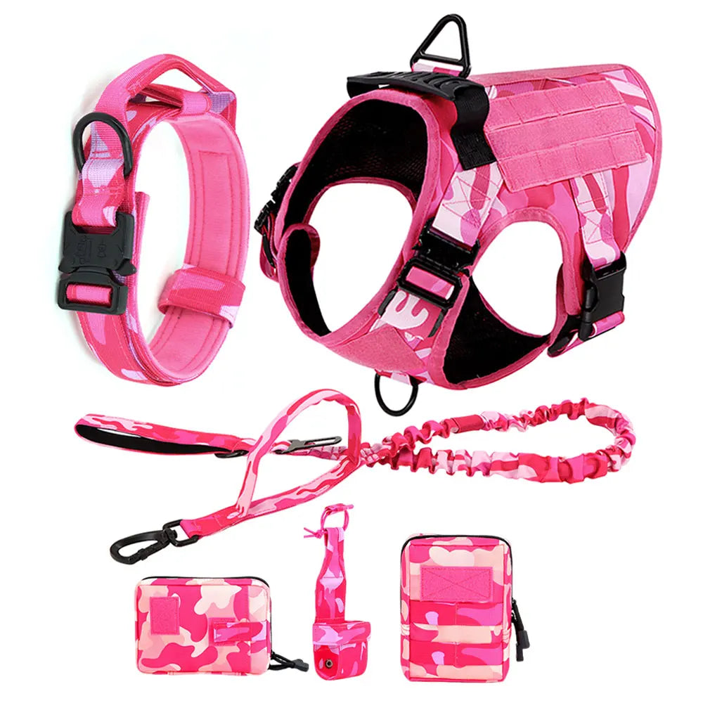 Military Camouflage Nylon Dog Harness With Adjustable Vest