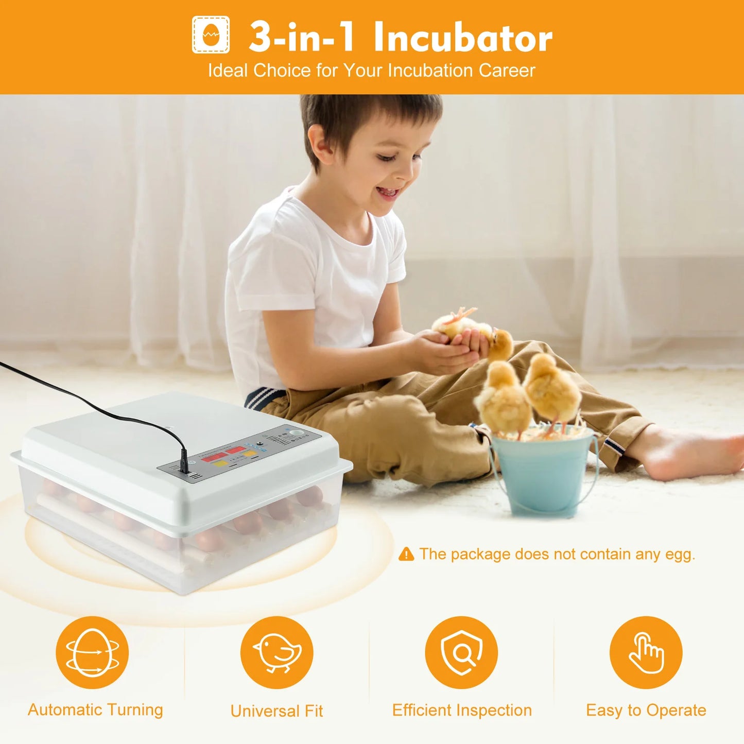 64 Egg Incubator With Auto Turning And Digital Temperature Control
