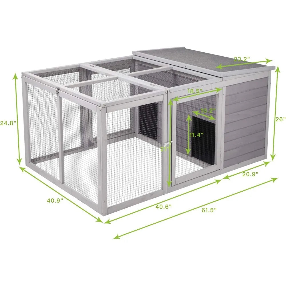 Indoor Rabbit Hutch With Large Outdoor Run For Small Animals