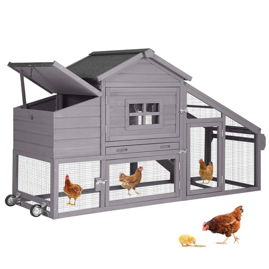 Mobile Chicken Coop On Wheels For 2-4 Chickens Outdoor Shelter