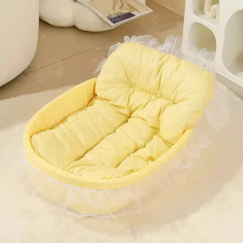 Cute Lace Trim Pet Princess Bed Oval For Small Dogs