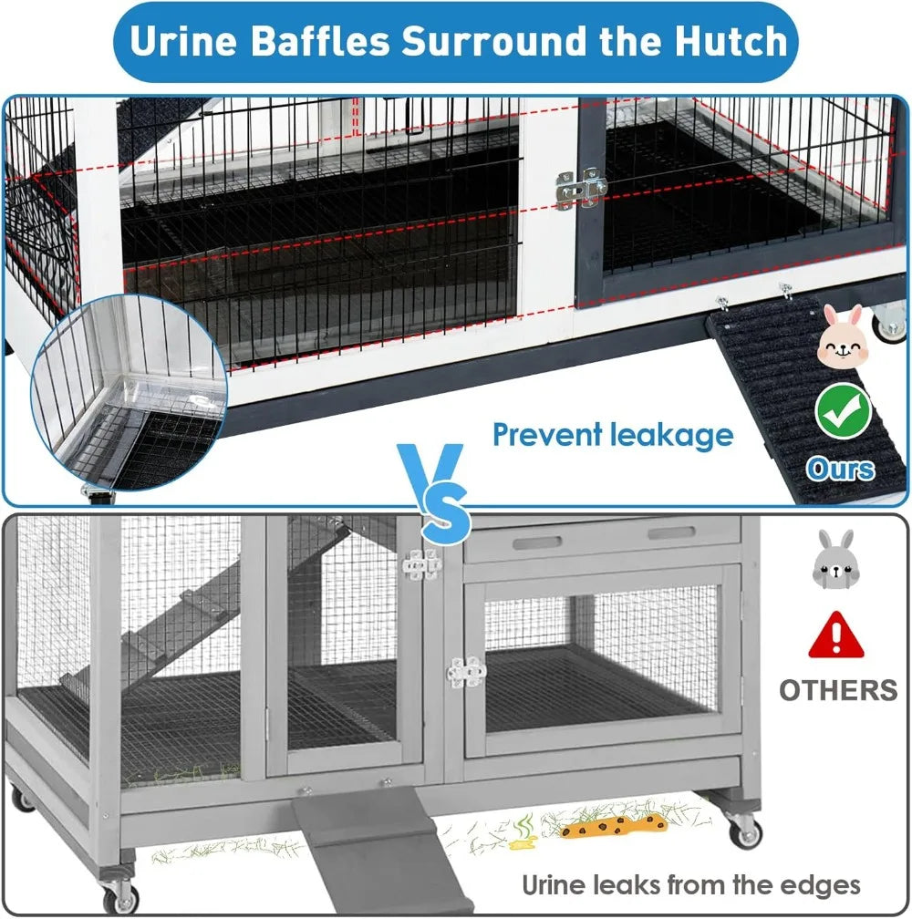 Rabbit Hutch With Urine Guards Two Story Indoor Outdoor Cage