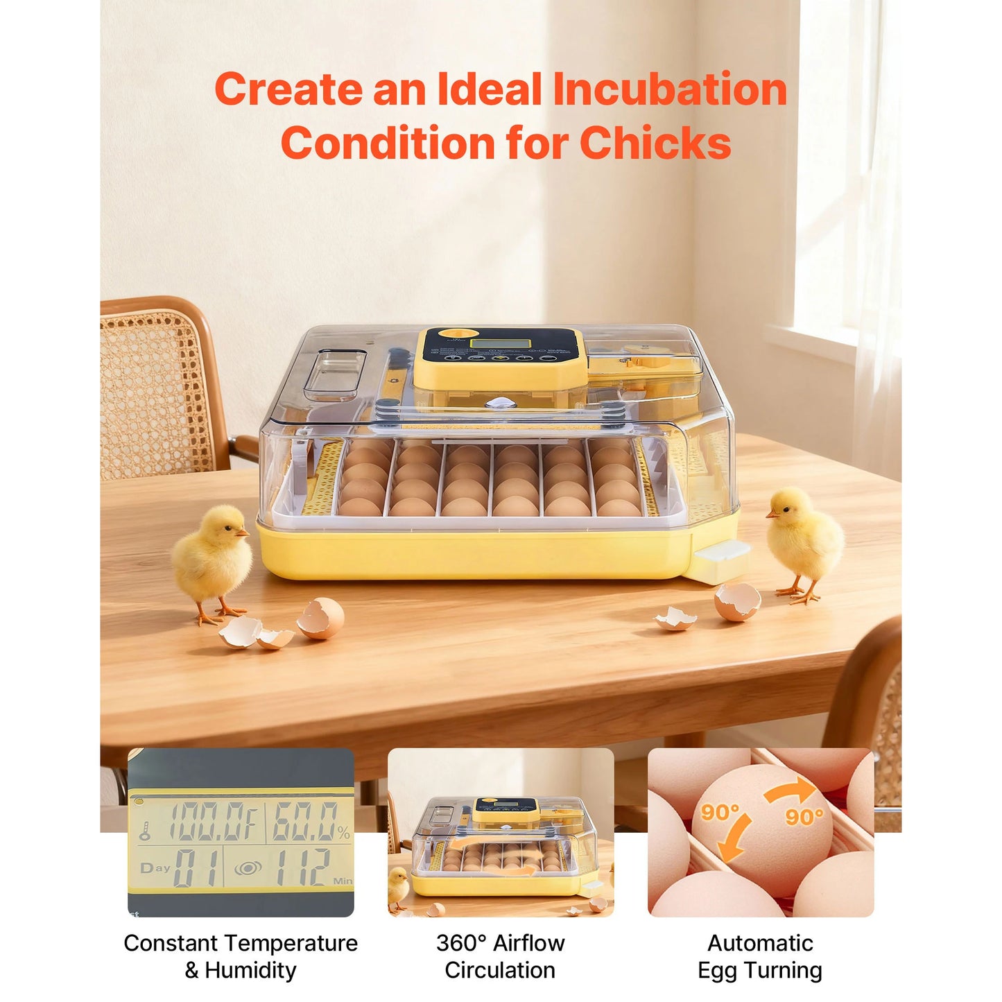 SucceBuy Egg Incubator LED Candler Temperature Display Auto Humidity Control